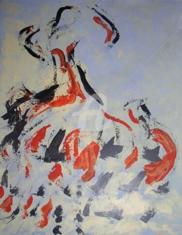 Peinture intitulée "Gitane rouge et noi…" par Andrée Mollard, Œuvre d'art originale, Acrylique