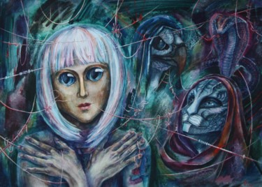 Картина под названием "Кто ты?" - Дарья Андреева, Подлинное произведение искусства, Акварель
