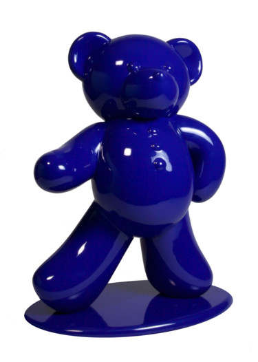 Sculpture intitulée "Ours Bleu 45cm Co.…" par Harouna Andre Guillabert Gacko, Œuvre d'art originale, Résine