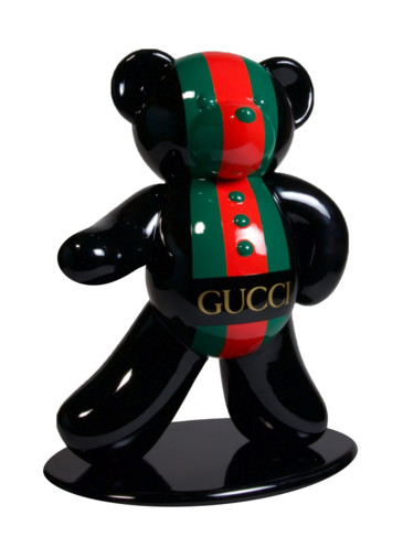 Sculpture intitulée "Ours Pop Art Gucci…" par Harouna Andre Guillabert Gacko, Œuvre d'art originale, Résine