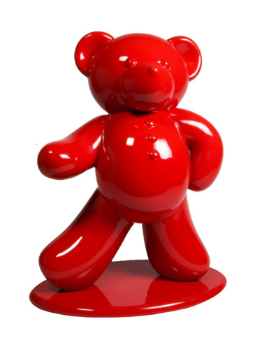 Sculpture titled "Ours Rouge 45cm Co.…" by Harouna Andre Guillabert Gacko, Original Artwork, Resin