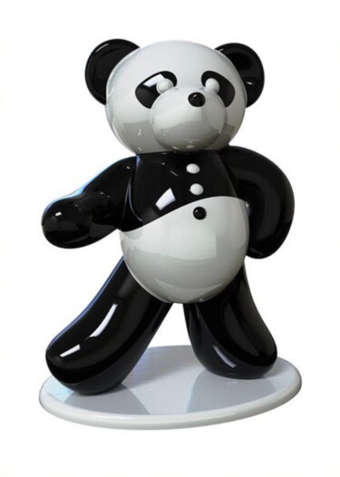 Sculpture titled "Ours Pop Art Panda…" by Harouna Andre Guillabert Gacko, Original Artwork, Resin