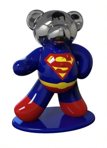 Skulptur mit dem Titel "Ours Pop  Art Super…" von Harouna Andre Guillabert Gacko, Original-Kunstwerk, Harz