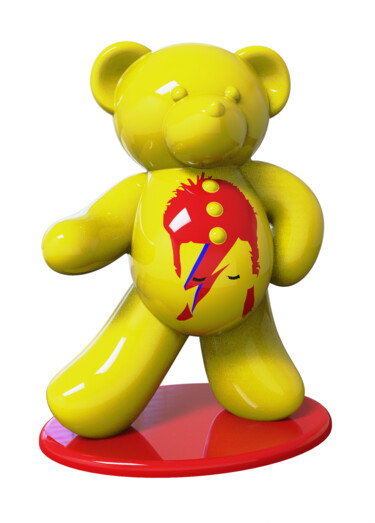 Pintura titulada "Ours  Pop Art Bowie" por Harouna Andre Guillabert Gacko, Obra de arte original, Resina