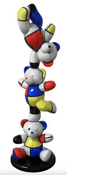 Sculpture titled "Ours  Mondrian  Bri…" by Harouna Andre Guillabert Gacko, Original Artwork, Resin