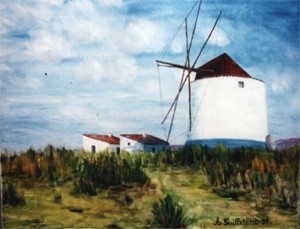 Peinture intitulée "MOULIN AU PORTUGAL" par Axel Guillebaud, Œuvre d'art originale