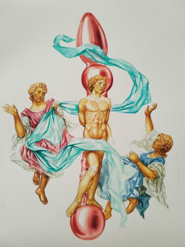 Pintura intitulada "Saint" por Andrei Arkhipov, Obras de arte originais, Aquarela