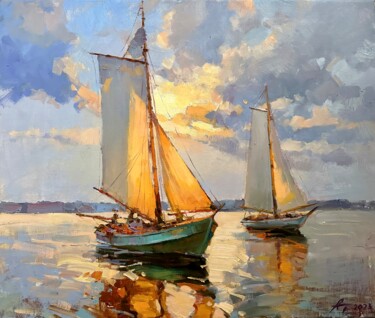 Painting titled "Light Wind in the S…" by Andrei Belaichuk, Original Artwork, Oil