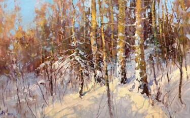 Painting titled "Winter Forest" by Andrei Belaichuk, Original Artwork, Oil