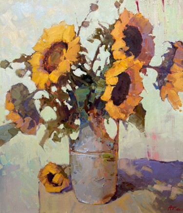 Painting titled "Sunflowers2" by Andrei Belaichuk, Original Artwork, Oil