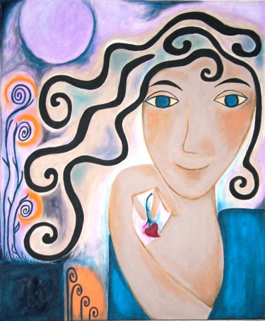 Malerei mit dem Titel "Die erste Liebe" von Maria Voican, Original-Kunstwerk, Acryl