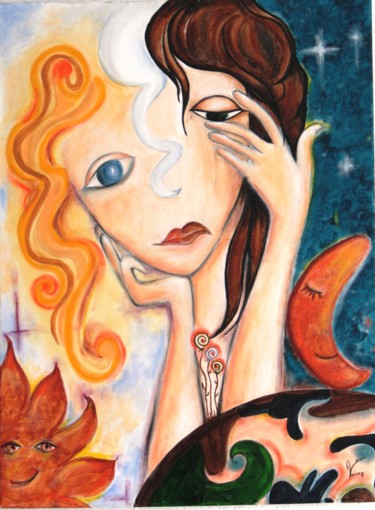 Between Night & Day Peinture intitulée "Between Night & Day" par Maria Voican, Œuvre d'art originale, Acrylique