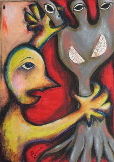 Malerei mit dem Titel "Das Böse bekämpfen" von Maria Voican, Original-Kunstwerk, Acryl