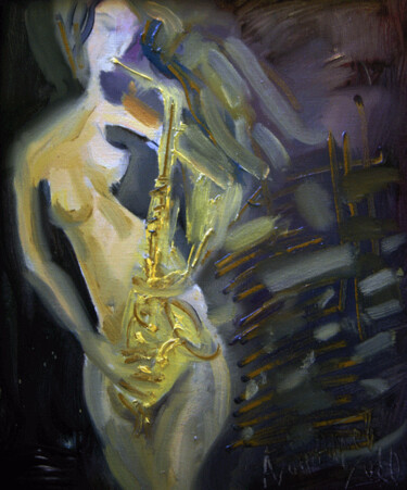 Painting titled "Saxophonists never…" by Andrei Bondarau, Original Artwork