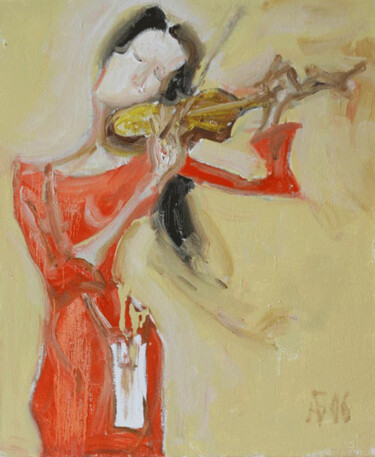 Pintura titulada "Скрипка Катя" por Andrei Bondarau, Obra de arte original
