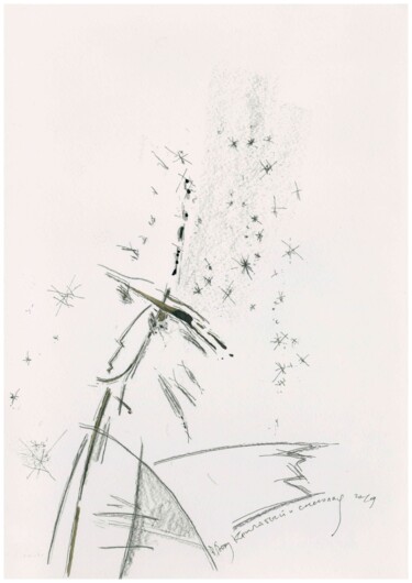Tekening getiteld "Winged and Snowfall…" door Andrei Dukhounikau, Origineel Kunstwerk, Potlood