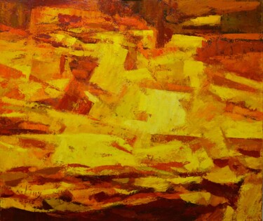 Painting titled "Yellow Ocean" by Andrei Kioresku, Original Artwork, Oil