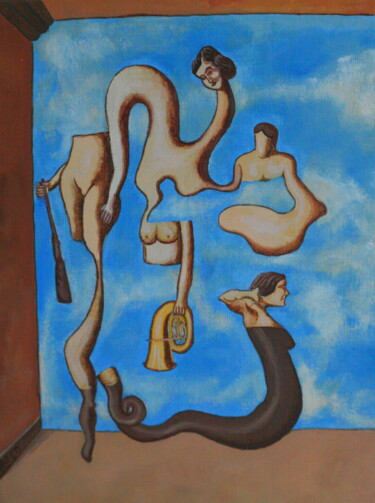 Painting titled ""Les exercices de l…" by Andrei Klenov, Original Artwork, Oil