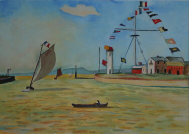 Pittura intitolato ""Port de Honfleur"" da Andrei Klenov, Opera d'arte originale, Olio
