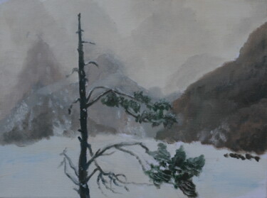 Peinture intitulée "Fog in the mountains" par Andrei Klenov, Œuvre d'art originale, Huile