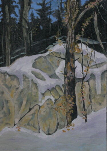 Painting titled ""The snow on the ro…" by Andrei Klenov, Original Artwork, Oil