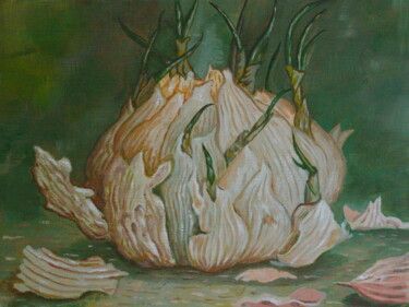 Painting titled "last year's garlic…" by Andrei Klenov, Original Artwork, Oil