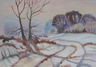 Painting titled ""snowy landscape"" by Andrei Klenov, Original Artwork, Oil