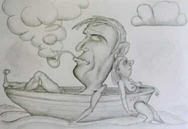 Drawing titled "the-couple-in-the-b…" by Andrei Klenov, Original Artwork, Pencil