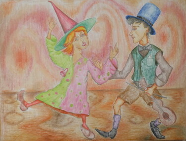 Рисунок под названием "Dance" - Andrei Klenov, Подлинное произведение искусства, Цветные карандаши