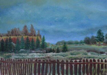 Картина под названием "Behind the fence." - Andrei Klenov, Подлинное произведение искусства
