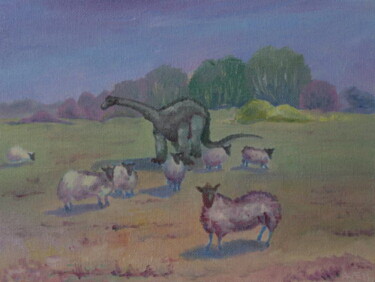 Painting titled "Flock of sheep (a h…" by Andrei Klenov, Original Artwork, Oil