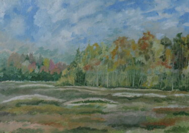 Pintura intitulada "the-birch-grove (au…" por Andrei Klenov, Obras de arte originais, Óleo
