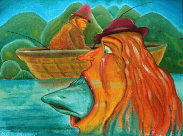Peinture intitulée "Fishing" par Andrei Klenov, Œuvre d'art originale, Huile