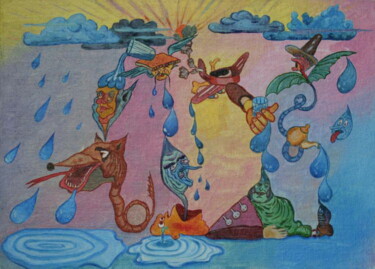 Pintura intitulada "The rain" por Andrei Klenov, Obras de arte originais, Óleo