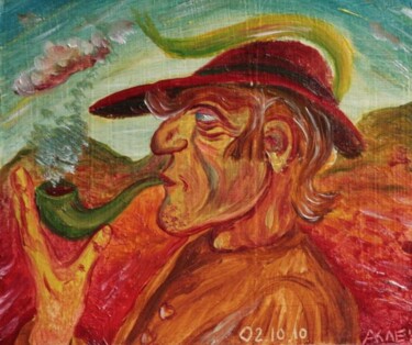 Pintura titulada "volcanologist smoke…" por Andrei Klenov, Obra de arte original, Oleo