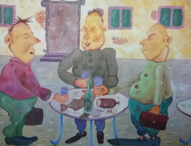 Painting titled "Let's have a drink?" by Andrei Klenov, Original Artwork, Oil