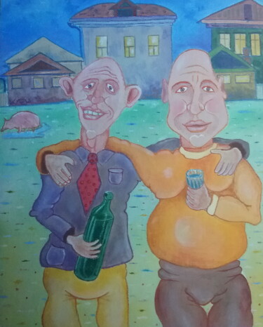 Painting titled "let's drink" by Andrei Klenov, Original Artwork, Oil