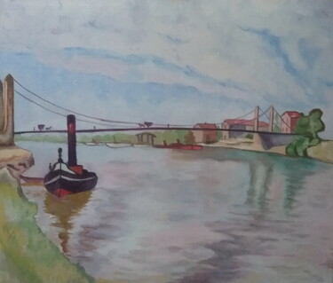 Painting titled "The bridge at Confl…" by Andrei Klenov, Original Artwork, Oil