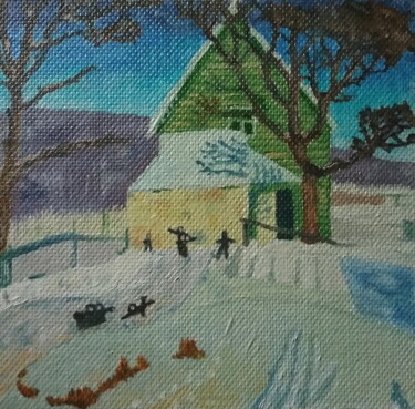Painting titled "Winter landscape" by Andrei Klenov, Original Artwork, Oil