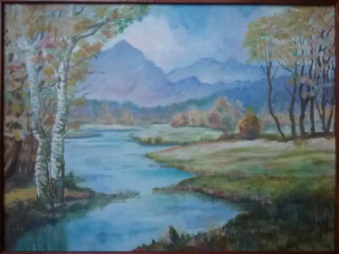 Pittura intitolato "Mountain landscape" da Andrei Klenov, Opera d'arte originale, Olio
