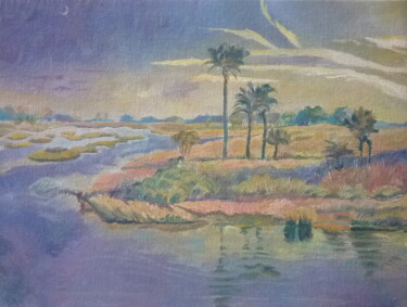 Pittura intitolato "Duck Pond reflectio…" da Andrei Klenov, Opera d'arte originale, Olio