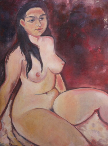 Painting titled "Sitting model" by Andrei Klenov, Original Artwork, Oil