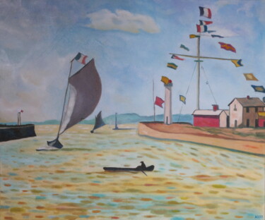 Painting titled "Port de Honfleur" by Andrei Klenov, Original Artwork, Oil