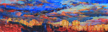 Painting titled "Sky,sunset" by Andrei Kutsachenko, Original Artwork, Oil Mounted on Wood Stretcher frame