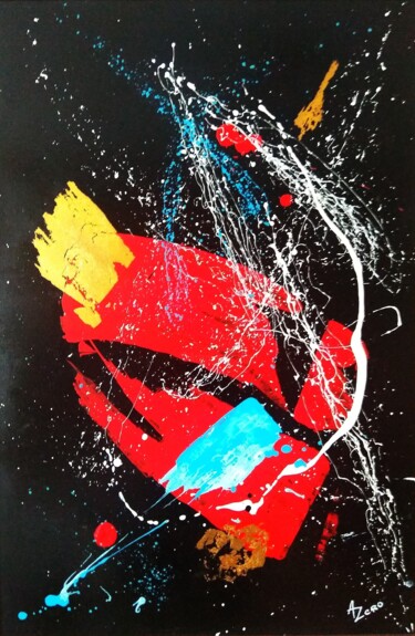 Painting titled "Red on Black" by Andrei Novik, Original Artwork, Acrylic