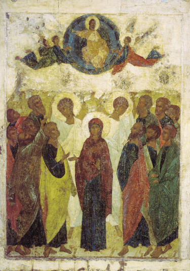 Pintura intitulada "Ascension du Christ" por Andreï Roublev, Obras de arte originais, Óleo