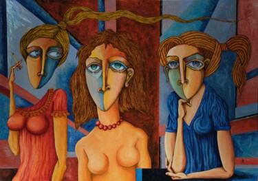 Painting titled "Three Graces" by Andrei Sinukhin, Original Artwork, Oil