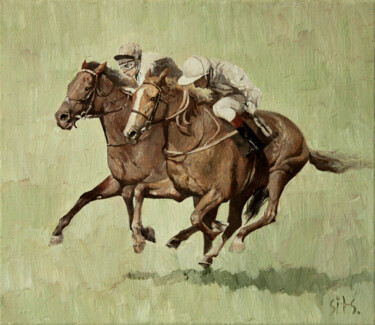 Painting titled "Gallop" by Andrei Sitsko, Original Artwork, Oil Mounted on Wood Stretcher frame