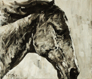 Painting titled "Black and White ser…" by Andrei Sitsko, Original Artwork, Oil Mounted on Wood Stretcher frame