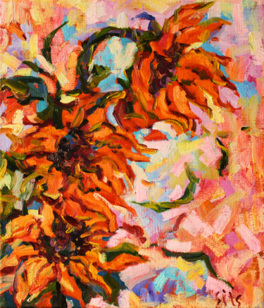 Peinture intitulée "Sunflowers III" par Andrei Sitsko, Œuvre d'art originale, Huile Monté sur Châssis en bois